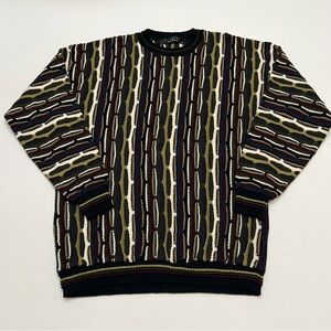 Vintage Protege Textured Coogi Style Sweater Men's Large Acrylic MULTICOLOR
